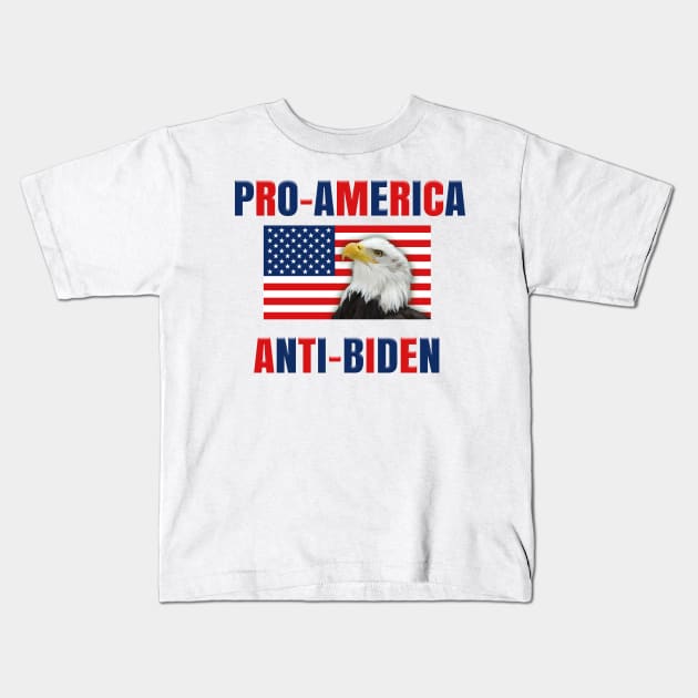 PRO-AMERICA ANTI-BIDEN w/ USA Flag & Eagle Kids T-Shirt by Roly Poly Roundabout